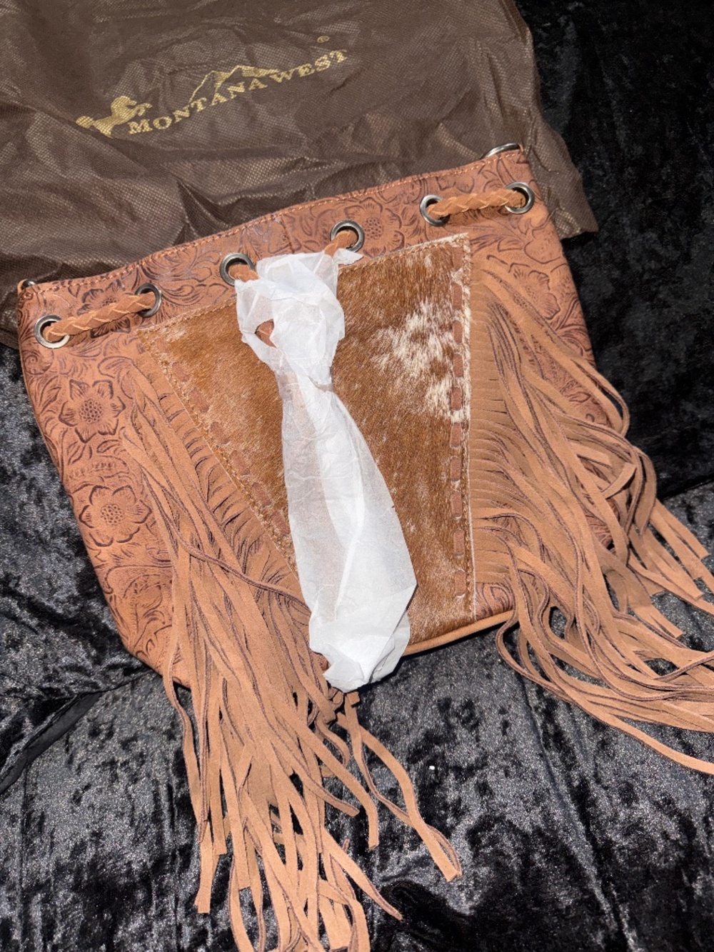 Montana west cowhide leather fringe bag